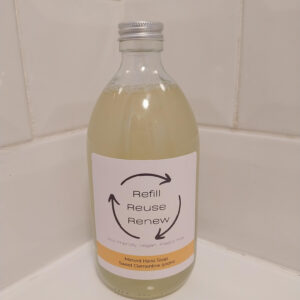 miniml refills sweet clementine hand soap in glass reusable bottle with aluminium lid