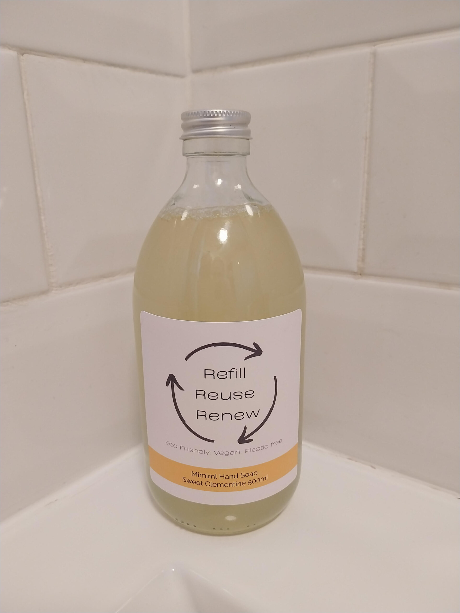 Miniml Refills Sweet Clementine Hand Soap miniml refills sweet clementine hand soap in glass reusable bottle with aluminium lid