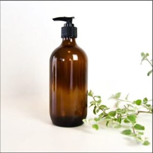 amber glass pump bottle refill decanter 500ml