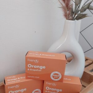 friendly soap orange and grapefruit natural soap bar in cardboard box