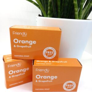 friendly soap orange and grapefruit natural soap bar in cardboard box