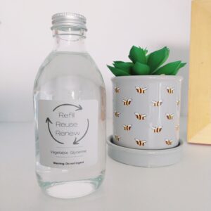 vegetable glycerine with glass reusable bottle with aluminium lid