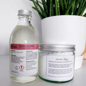 citric acid and washing up liquid in reusable containers ingredients to make nancy birtwhistles pure magic/ toilet magic